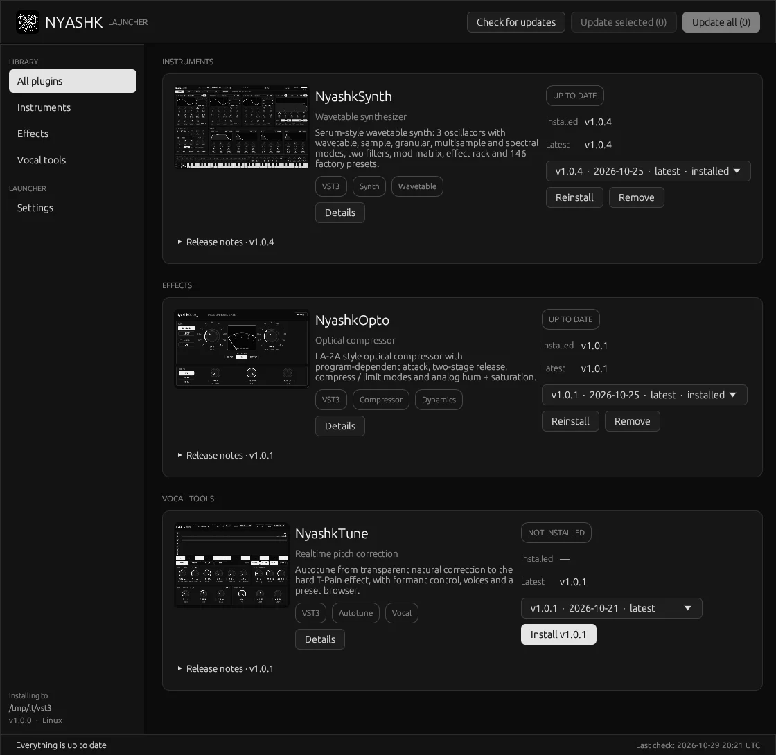 Nyashk Launcher: the plugin library